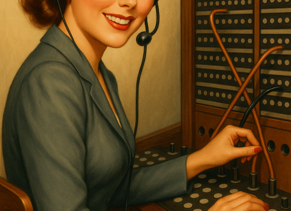 20250501_2220_Vintage Phone Operator_remix_01jt7kh3q1e5vvsey6yr632m7m Una conexión intergeneracional